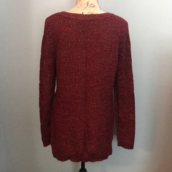 Pink Rose Maroon Cable Knit Sparkle Sweater XL - Picture 2 of 7